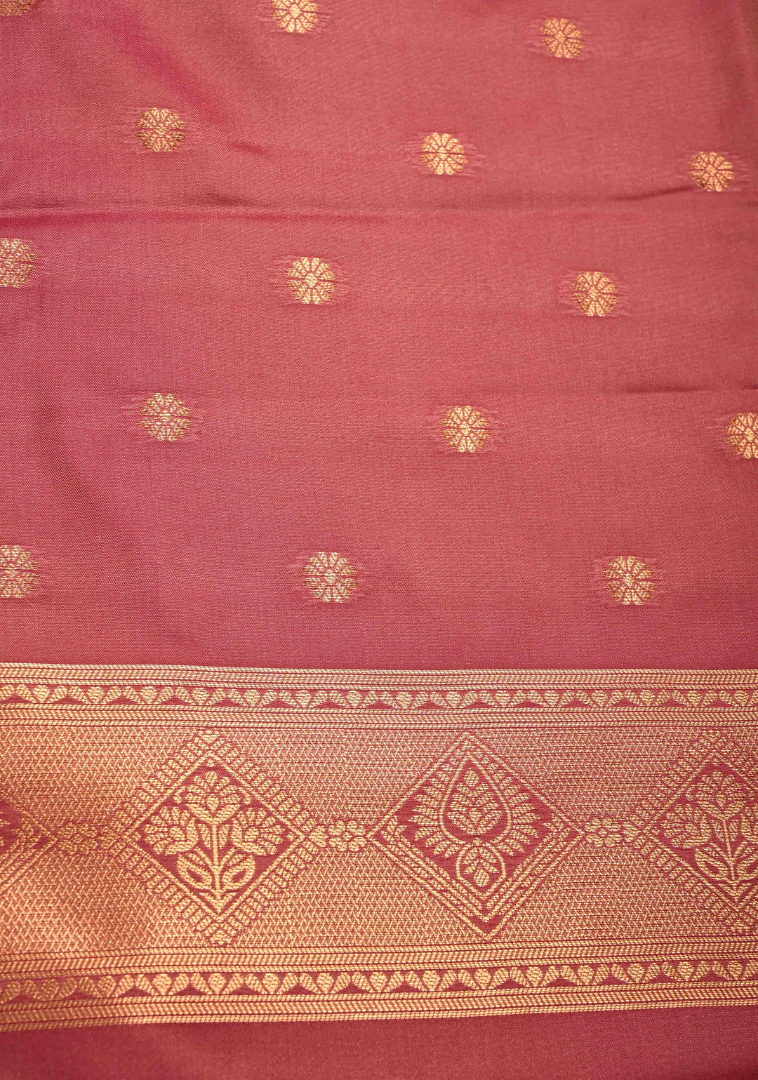 Coffee Brown Kanchi Semi Silk Saree with Alfi Floral Buttas and Zari Border