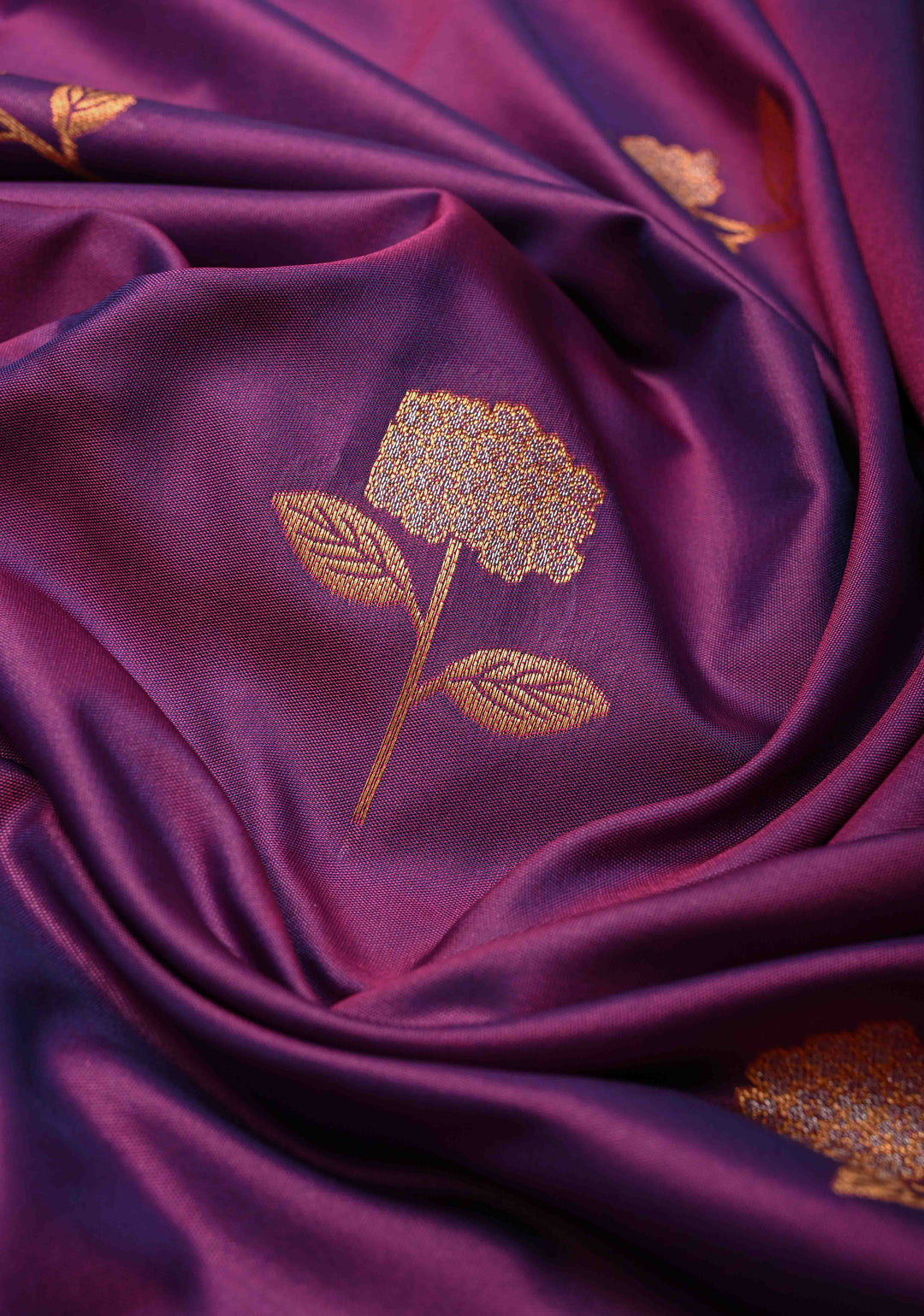 Purple Dual tone Kanchi Semi Silk Saree with Alfi Floral Buttas and Zari Border