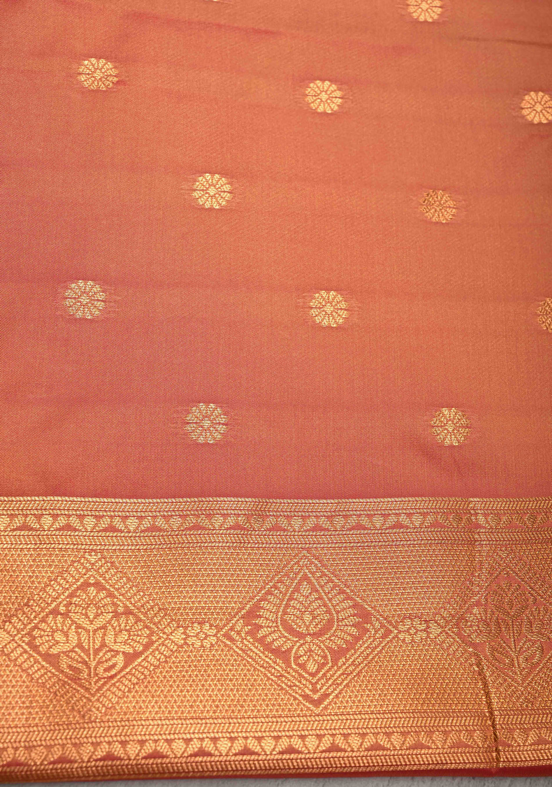 Moss Yellow Kanchi Semi Silk Saree with Alfi Floral Buttas and Zari Border