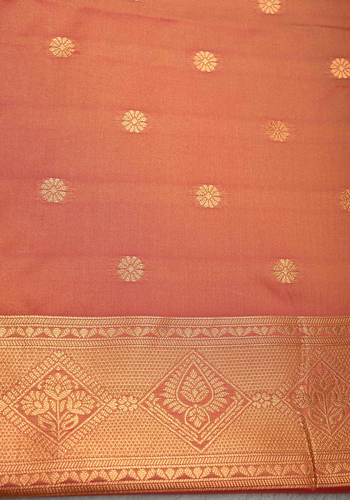 Moss Yellow Kanchi Semi Silk Saree with Alfi Floral Buttas and Zari Border