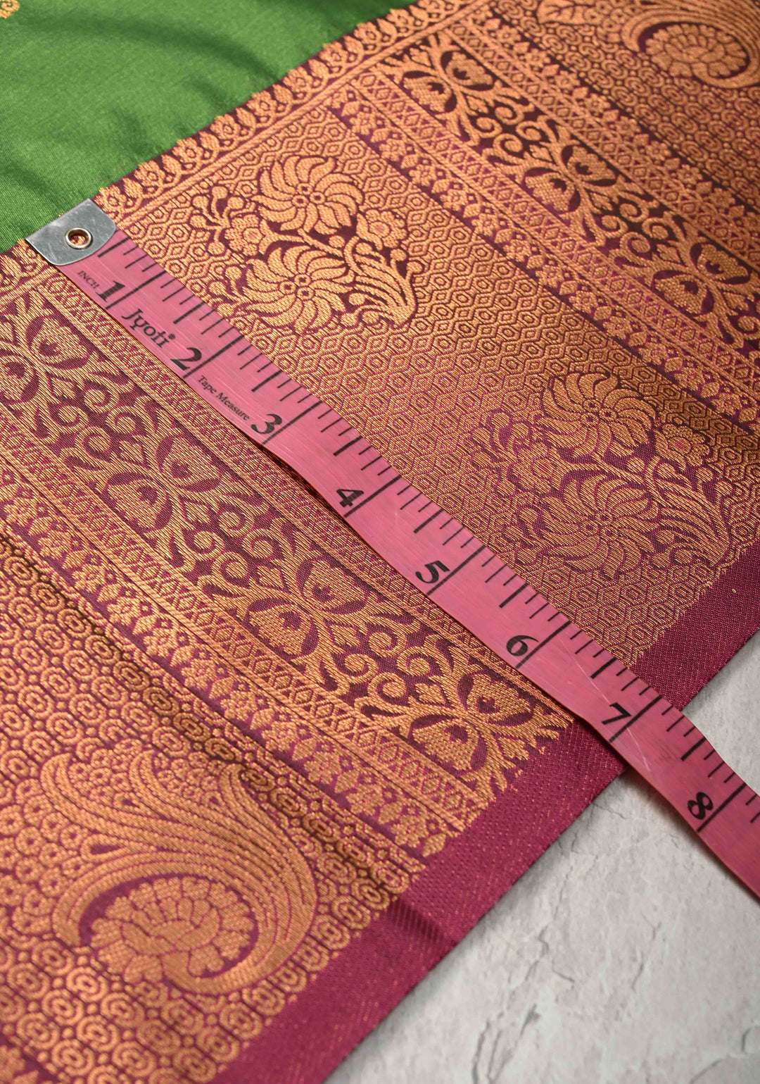 Green Kanchi Semi Silk Saree with Zari Buttas and Zari Border