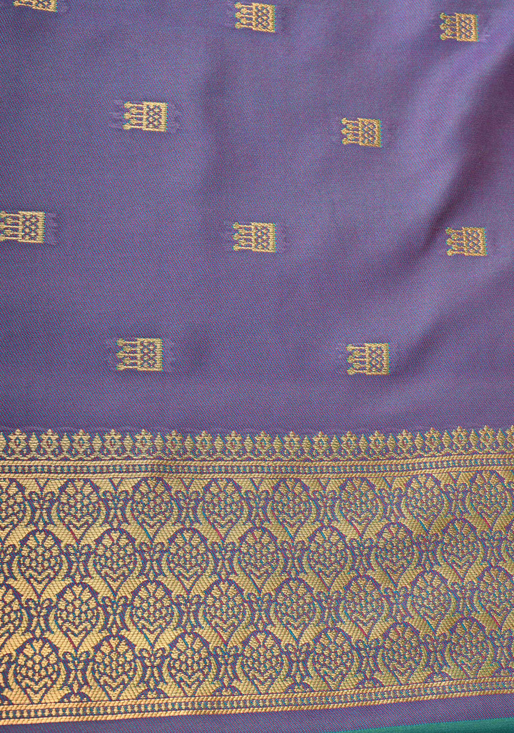 Green Dual tone Kanchi Semi Silk Saree with Zari Buttas and Zari Border