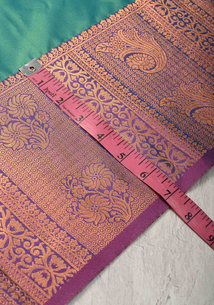Green Dual tone Kanchi Semi Silk Saree with Zari Buttas and Zari Border