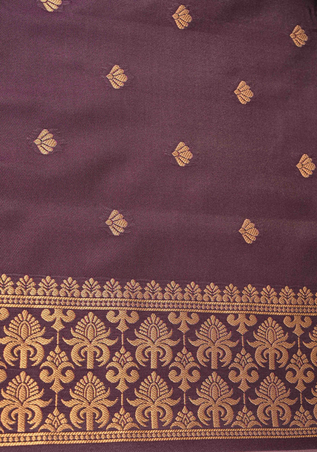 Dusty Mauve Dual tone Kanchi Semi Silk Saree with Zari Buttas and Zari Border