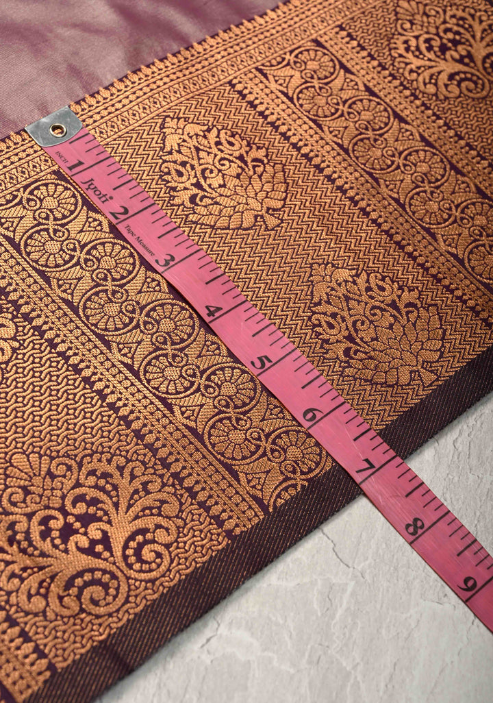 Dusty Mauve Dual tone Kanchi Semi Silk Saree with Zari Buttas and Zari Border