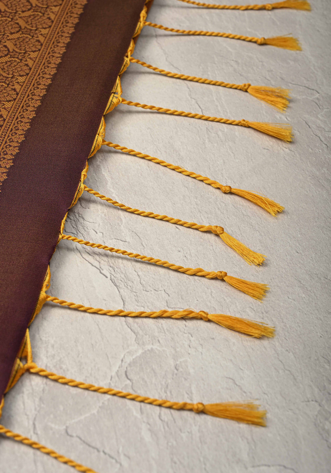 Camel Brown Dual tone Kanchi Semi Silk Saree with Zari Buttas and Zari Border