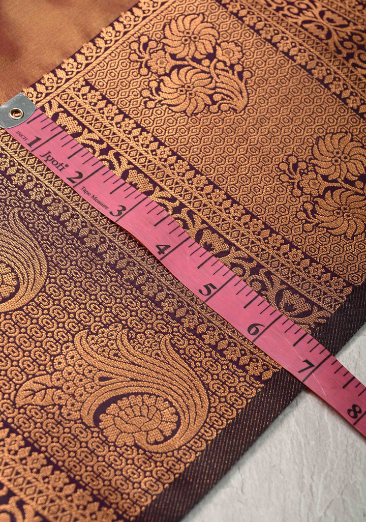 Camel Brown Dual tone Kanchi Semi Silk Saree with Zari Buttas and Zari Border