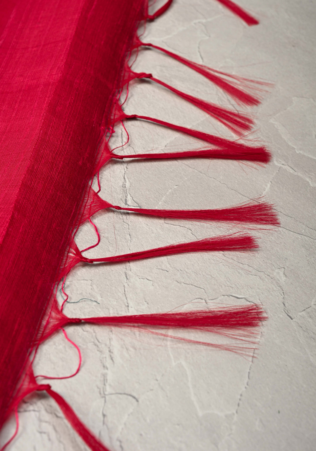 Red Tussar Silk saree with Zari Buttas and Temple Border | SILK MARK CERTIFIED
