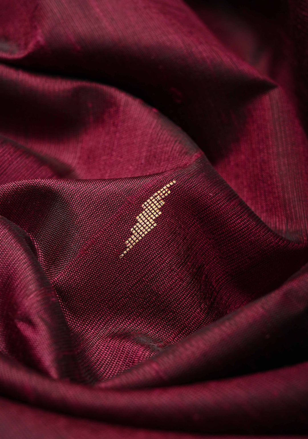 Cranberry Maroon Tussar Silk saree with Zari Buttas and Temple Border | SILK MARK CERTIFIED