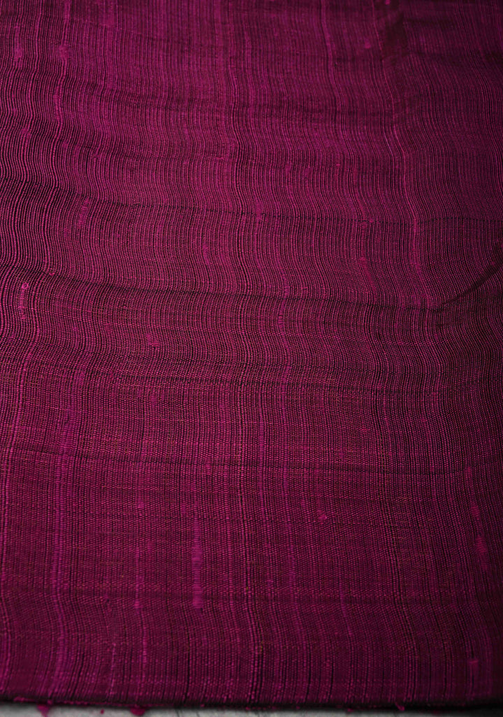 Majenta Tussar Silk saree with Zari Buttas and Temple Border | SILK MARK CERTIFIED