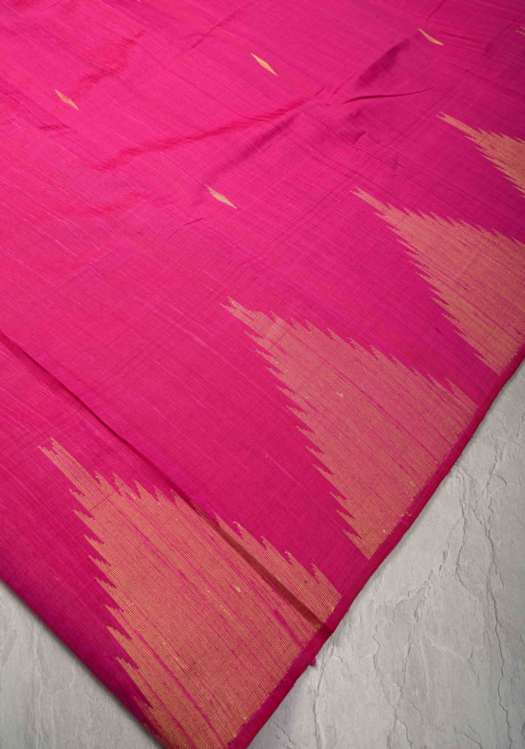 Pink Tussar Silk saree with Zari Buttas and Temple Border | SILK MARK CERTIFIED