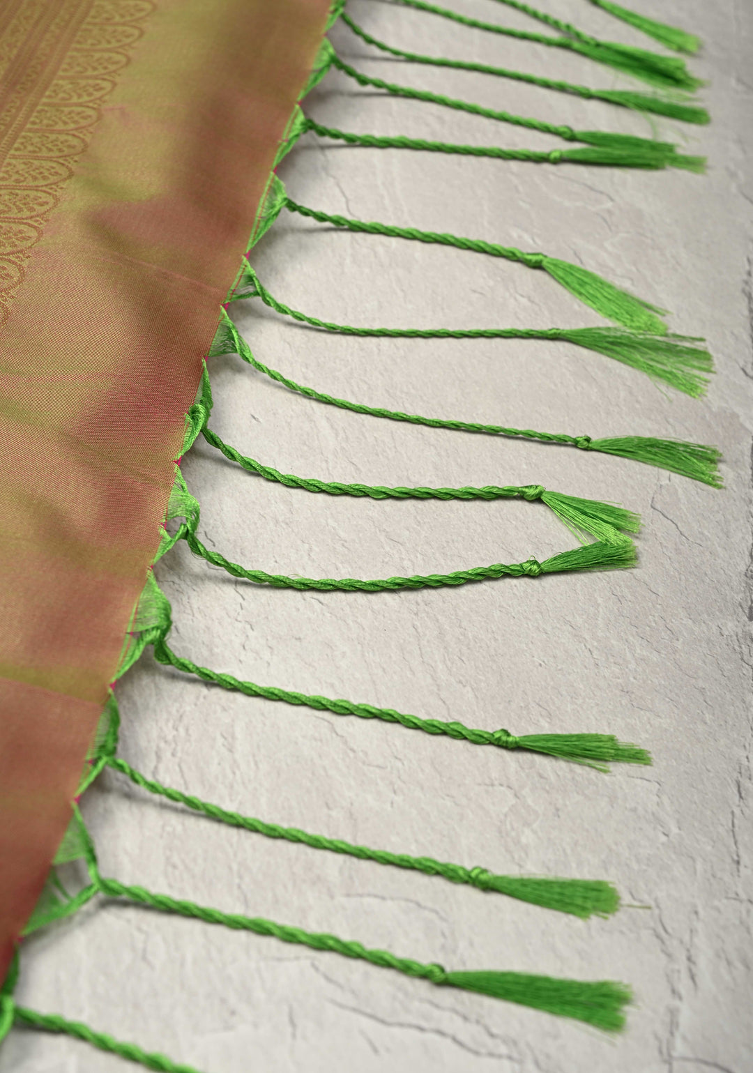 Peacock Blue  Dual tone  Kanchi Semi Silk Saree with Geometric Buttas and Abstract Zari Border