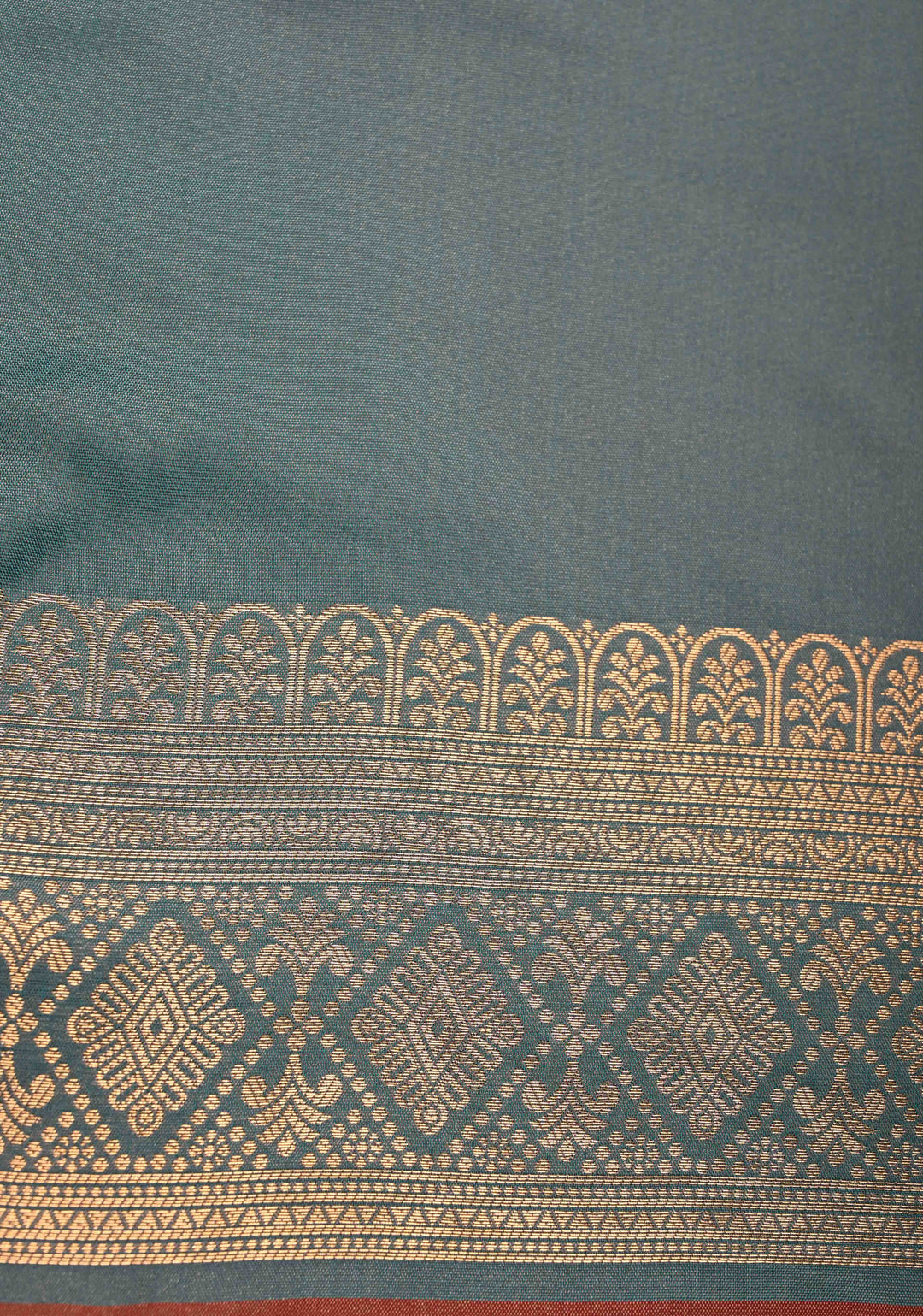 Rose Taupe Kanchi Semi Silk Saree with Geometric Buttas and Abstract Zari Border