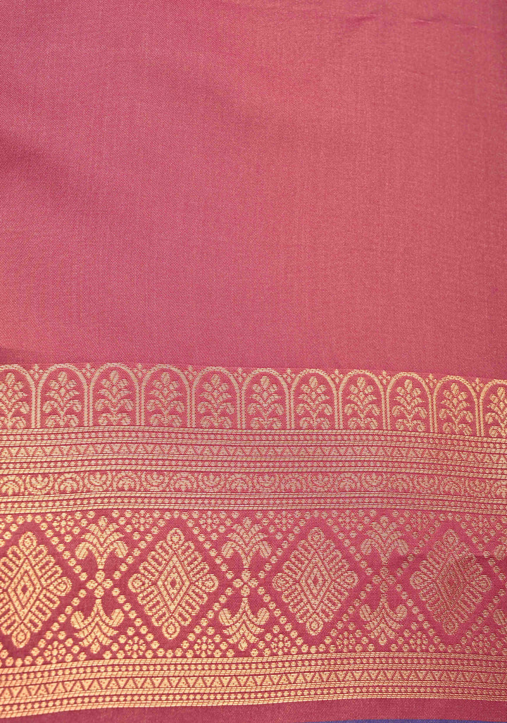 Amethyst Dual Tone  Kanchi Semi Silk Saree with Geometric Buttas and Abstract Zari Border
