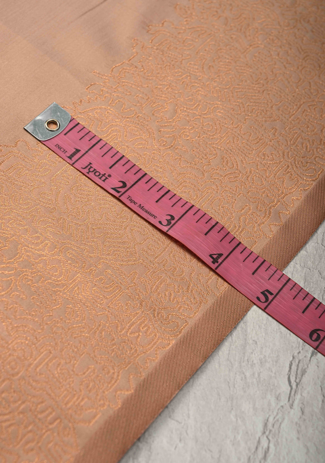 Sand Stone Kanchi Semi Silk Saree with Geometric Buttas and Abstract Zari Border