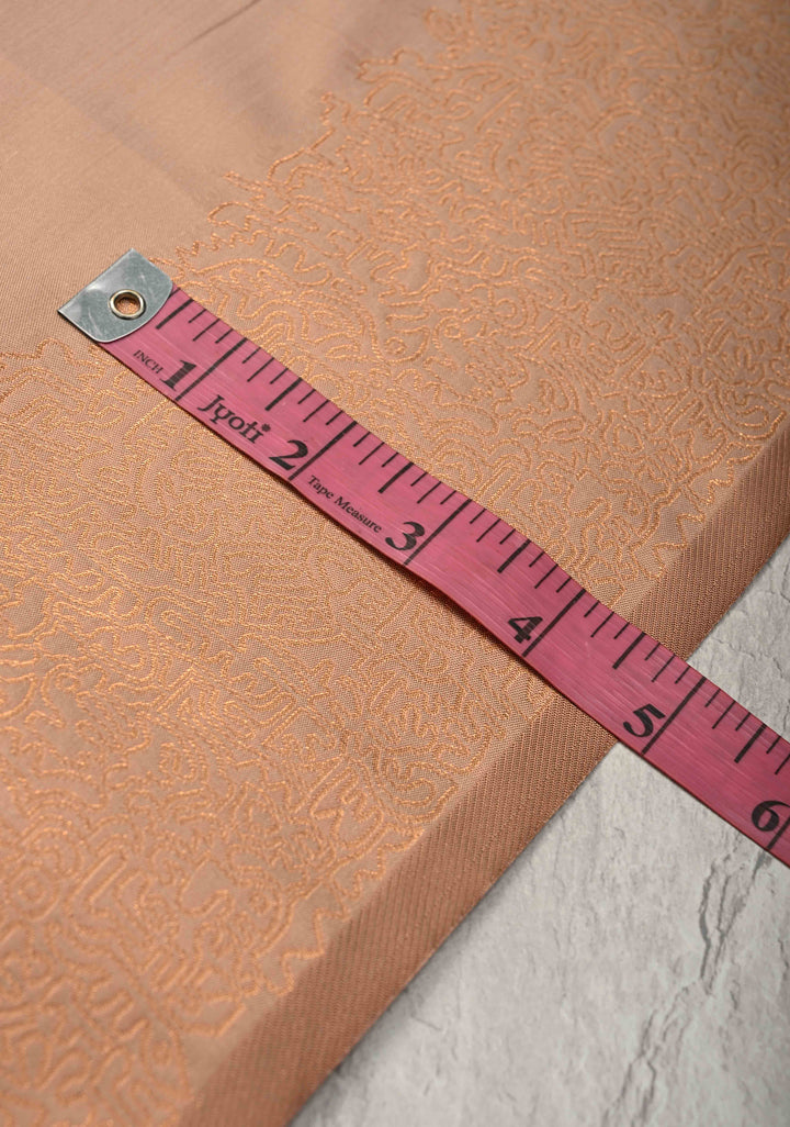 Sand Stone Kanchi Semi Silk Saree with Geometric Buttas and Abstract Zari Border