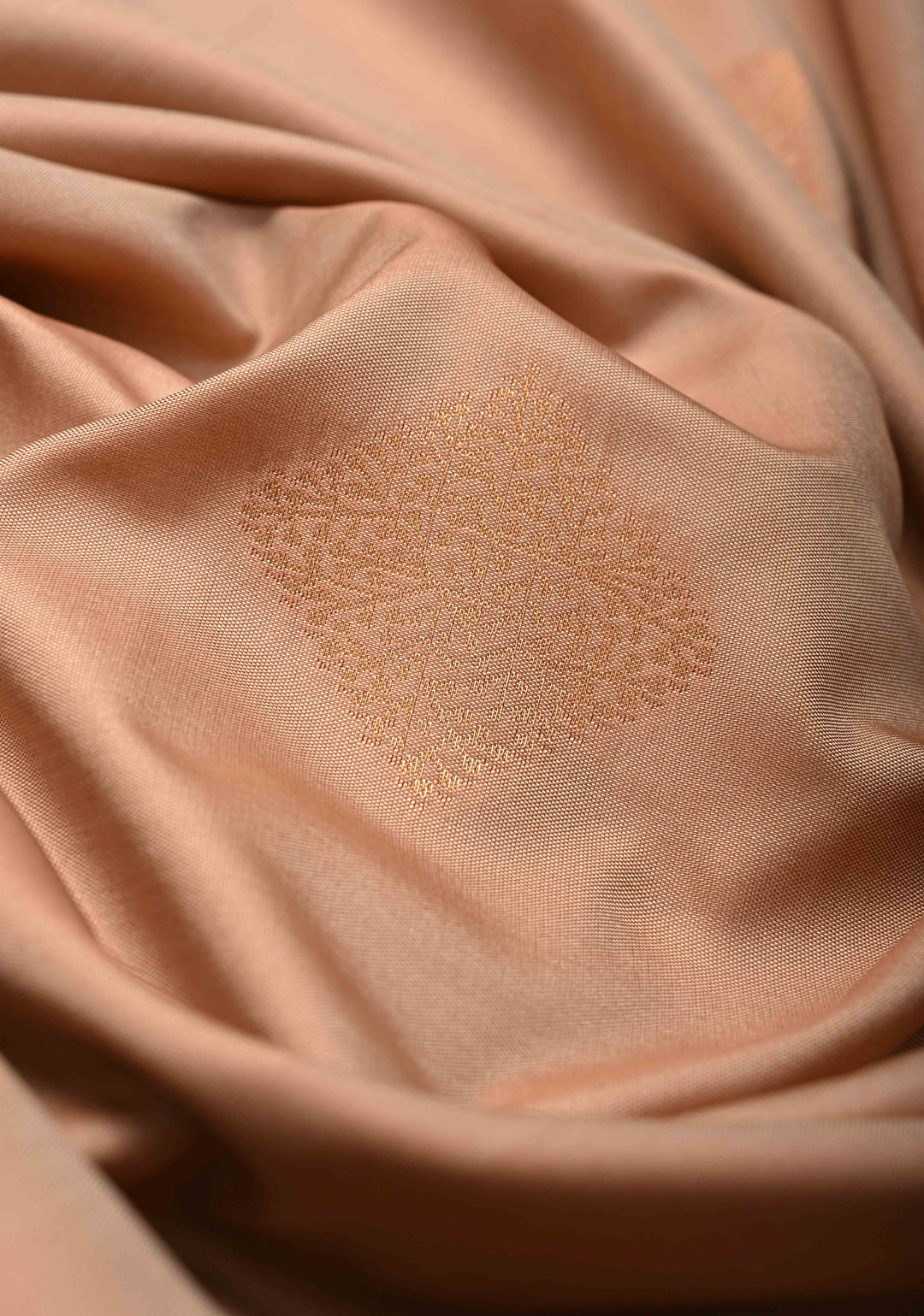 Sand Stone Kanchi Semi Silk Saree with Geometric Buttas and Abstract Zari Border