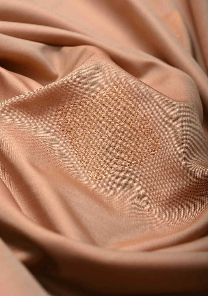 Sand Stone Kanchi Semi Silk Saree with Geometric Buttas and Abstract Zari Border