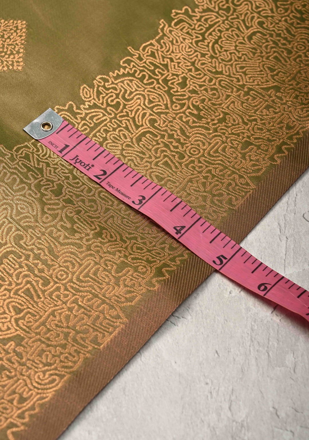 Green Dual Tone  Kanchi Semi Silk Saree with Geometric Buttas and Abstract Zari Border