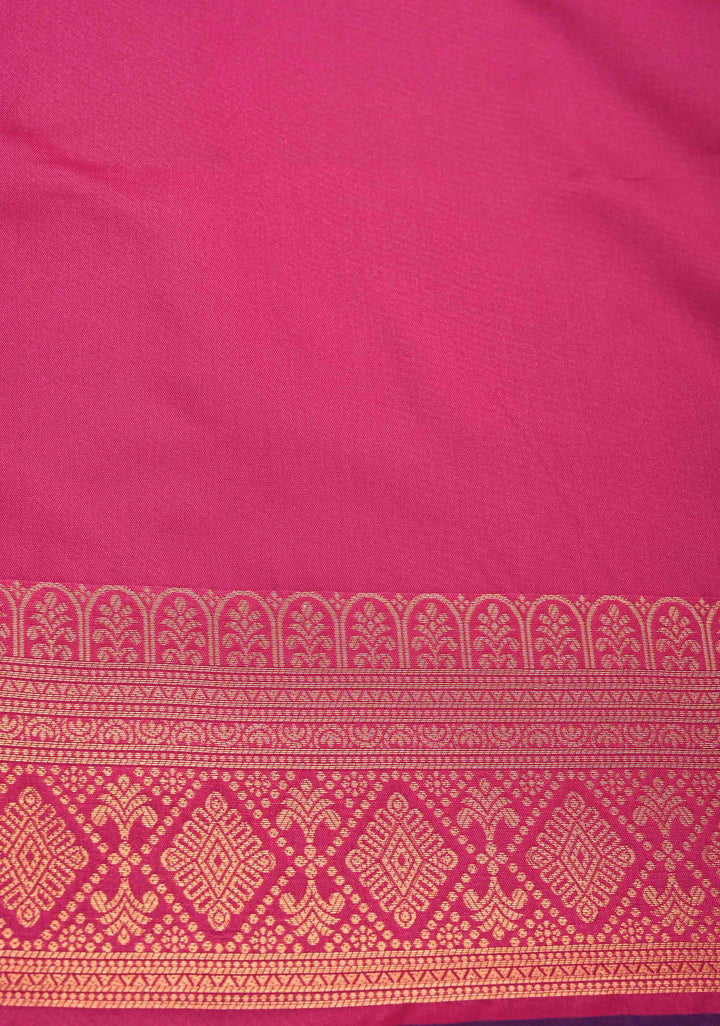 Purple Dual tone Kanchi Semi Silk Saree with Geometric Buttas and Abstract Zari Border