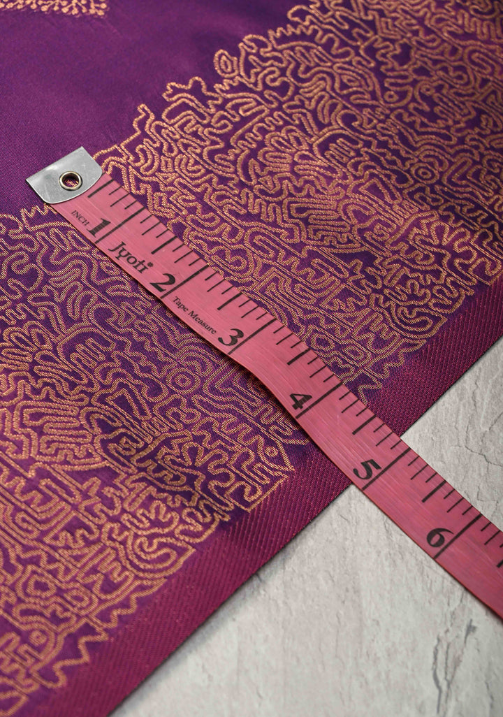 Purple Dual tone Kanchi Semi Silk Saree with Geometric Buttas and Abstract Zari Border