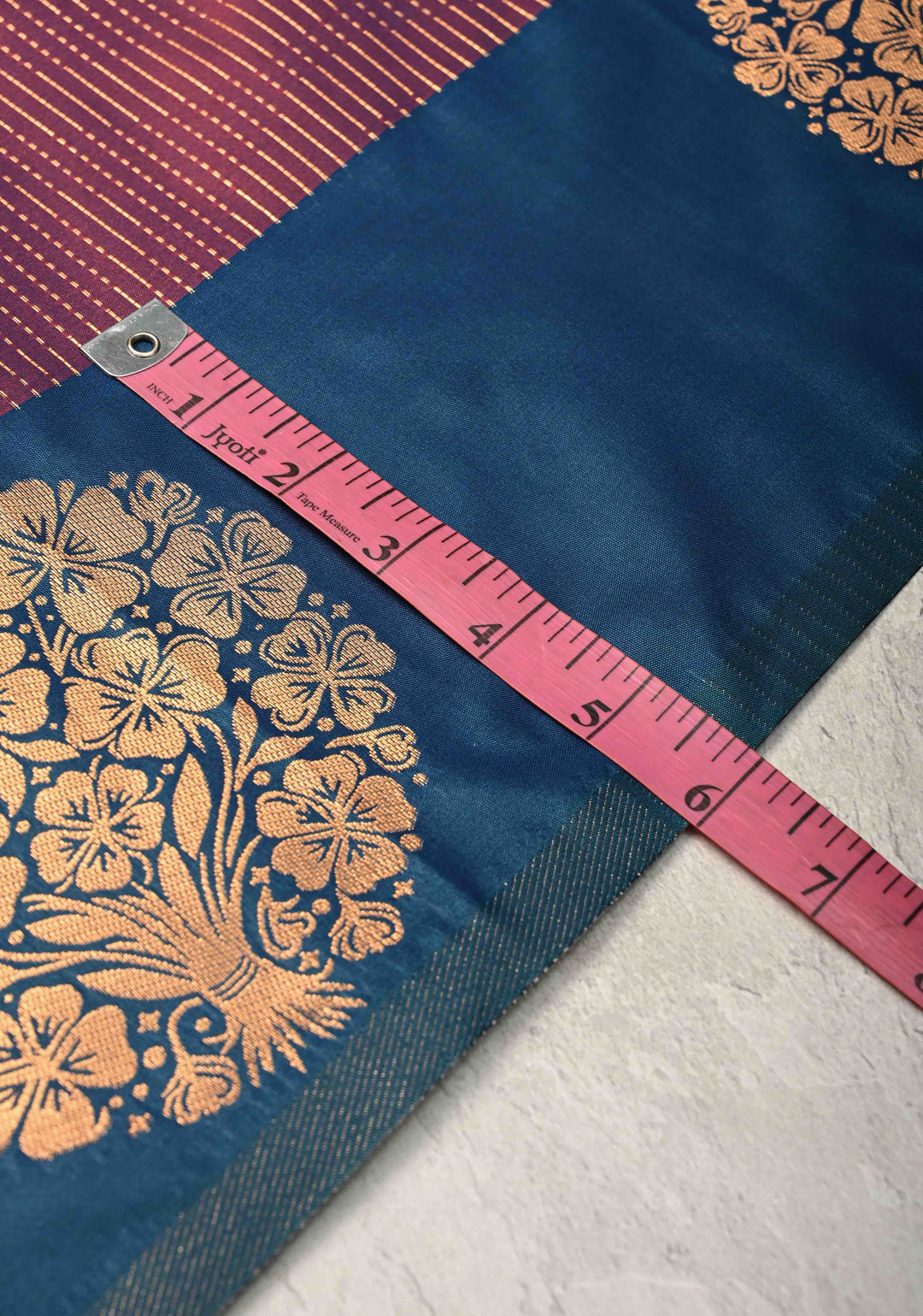 Reddish Purple Dual Tone Kanchi Semi Silk Saree with Vertical Stripes Zari Buttas  and Contrst Zari Border