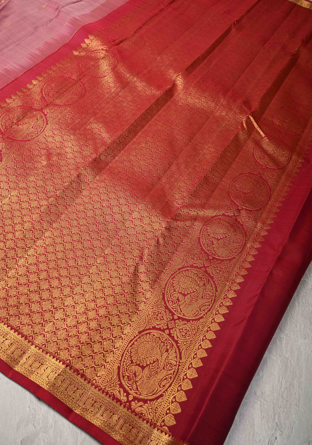 Onion Pink Pure Kanjivaram Silk Saree with Zari Buttas and Minimal Zari Border | SILK MARK CERTIFIED