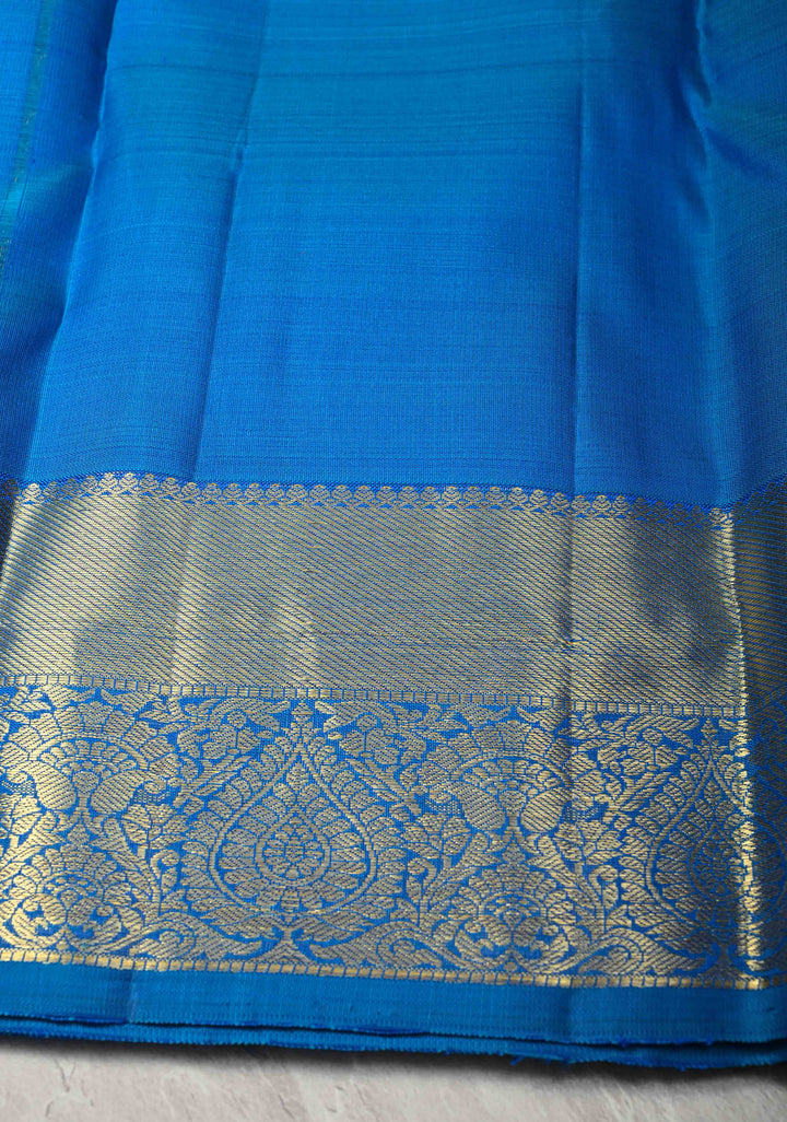 Purple Dual tone Pure Kanjivaram Silk Saree with Squre Buttas and Zari Border | SILK MARK CERTIFIED