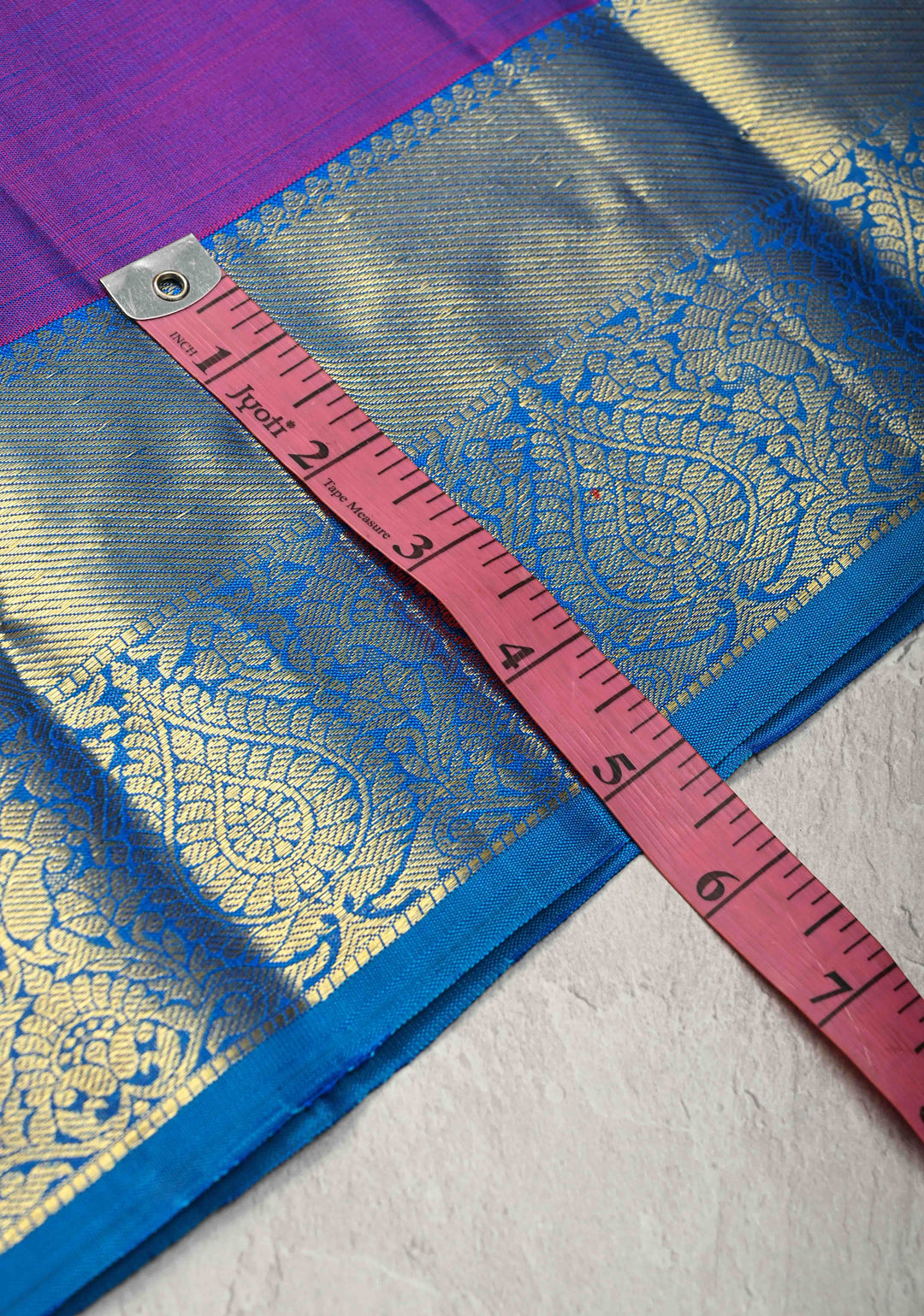 Purple Dual tone Pure Kanjivaram Silk Saree with Squre Buttas and Zari Border | SILK MARK CERTIFIED