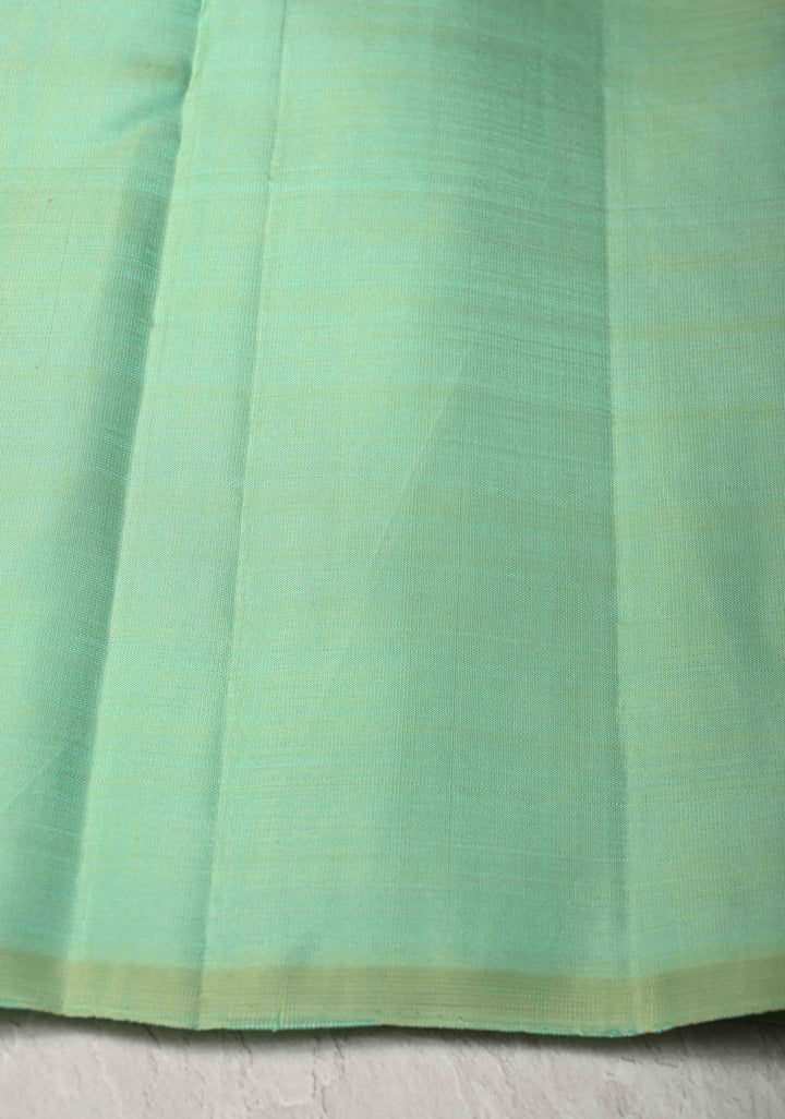 Rani Pink Pure Kanjivaram Silk Saree with Twin Peacock and Apsara Gold-Silver Zari Border | SILK MARK CERTIFIED