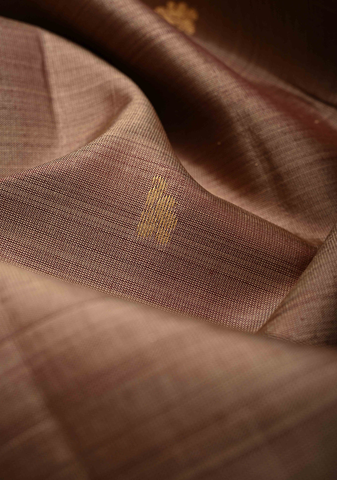 Earthy Gray Taupe  Dual tone Pure Kanjivaram Silk Saree with Zari Buttis and Minimal Zari Border | SILK MARK CERTIFIED