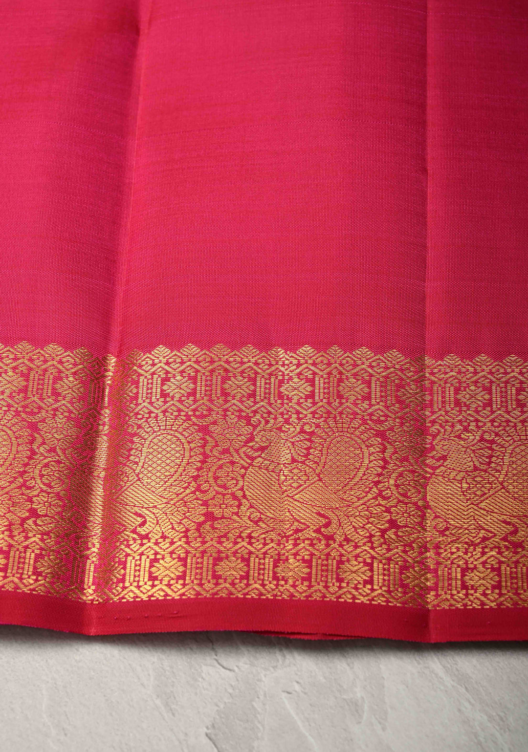 Green-Pink Dual tone Pure Kanjivaram Silk Saree with Zari Buttas and Zari Border | SILK MARK CERTIFIED