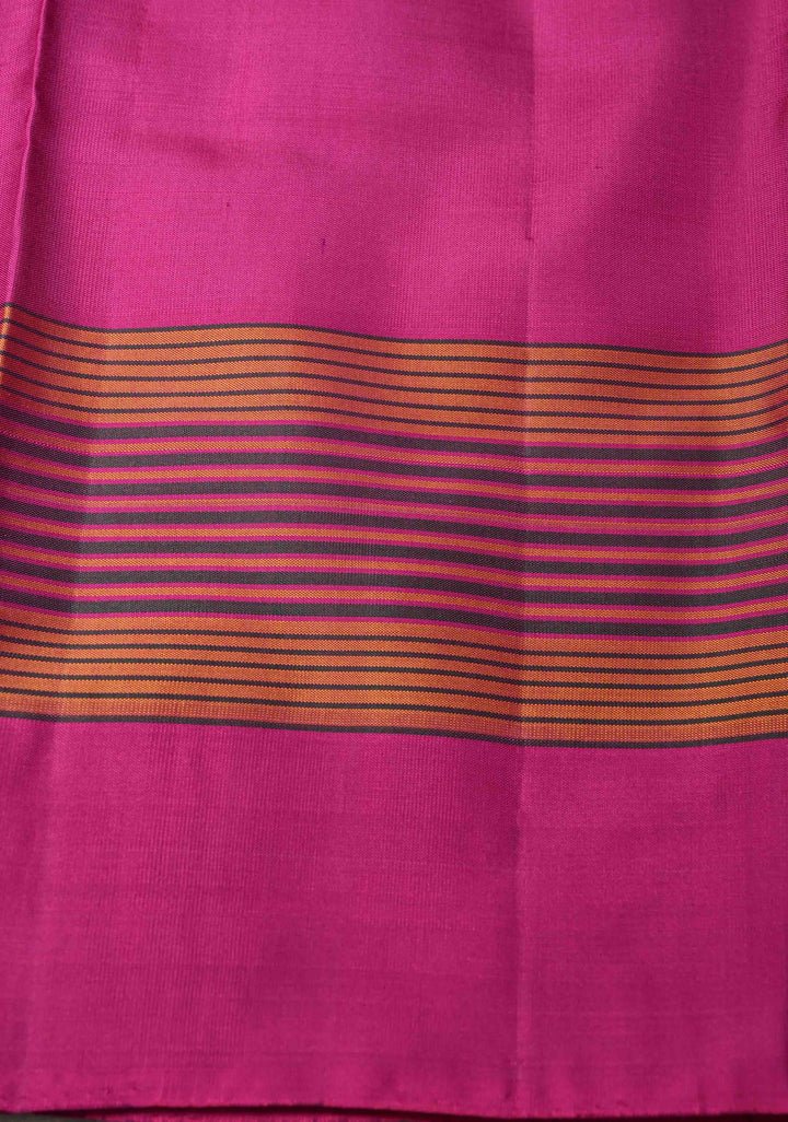 Egg Plant Purple  Kanjivaram Soft Silk Saree with Resham Buttis and Distinct Motifs on Border  | SILK MARK CERTIFIED