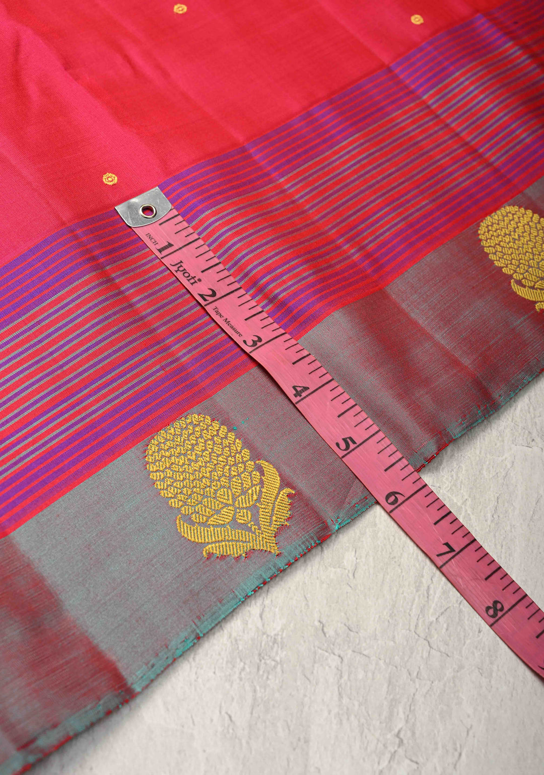 Rani Pink Kanjivaram Soft Silk Saree with Resham Buttis and Distinct Motifs on Border | SILK MARK CERTIFIED