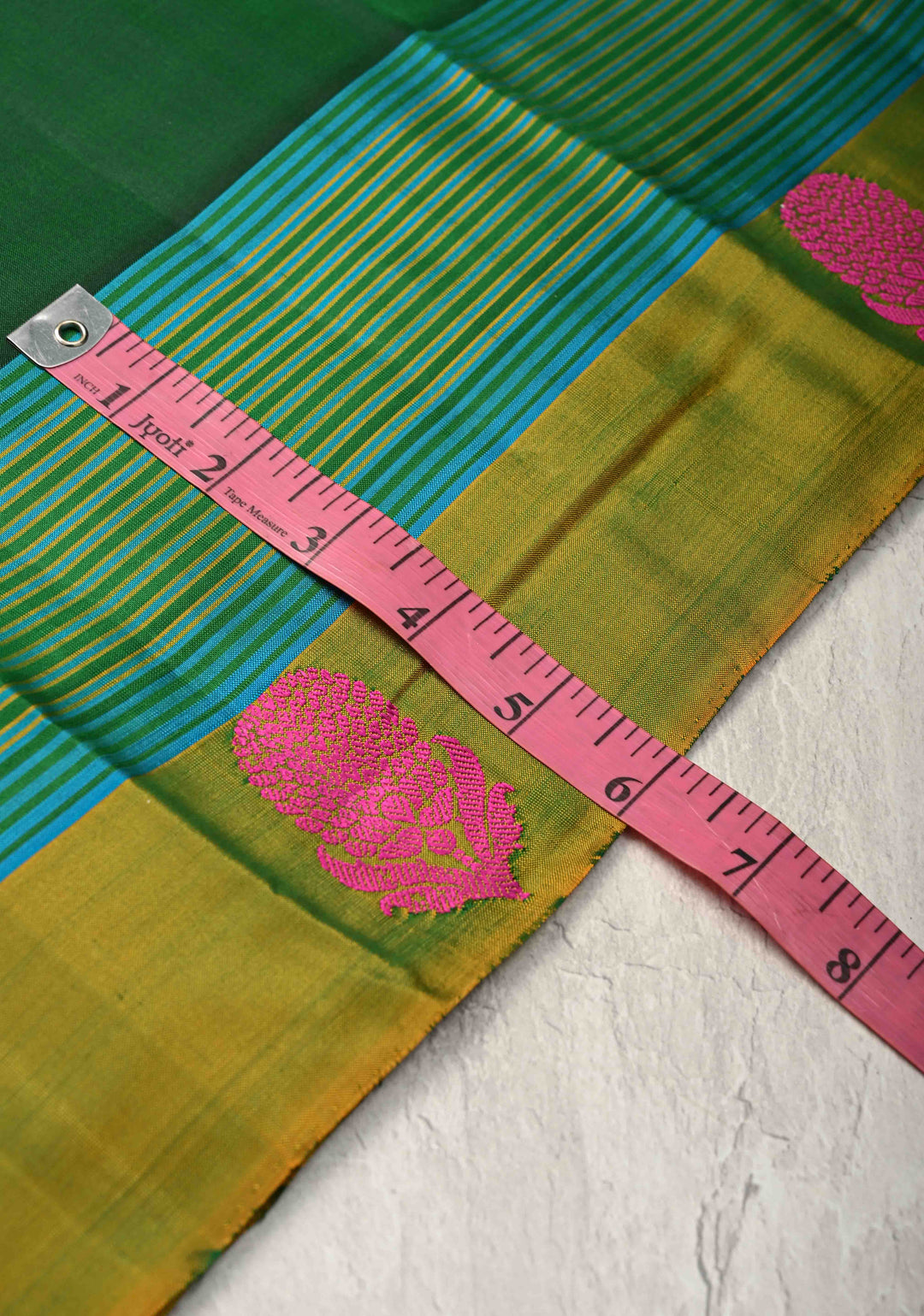 Bottle Green Kanjivaram Soft Silk Saree with Resham Buttis and Distinct Motifs on Border | SILK MARK CERTIFIED
