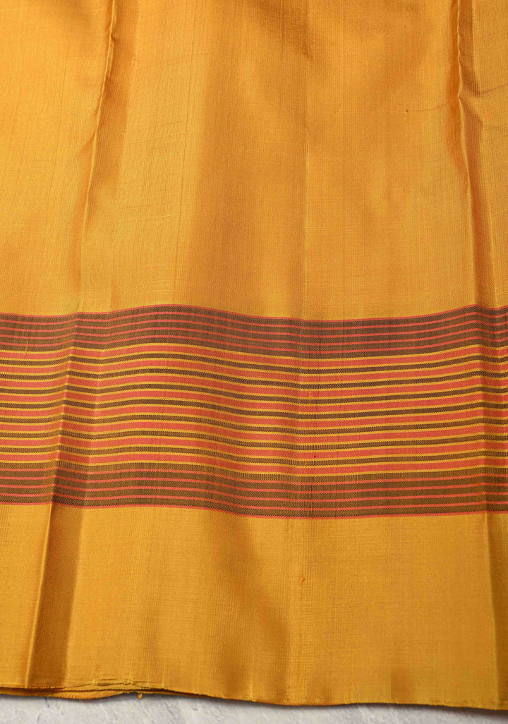 Mustard Yellow Kanjivaram Soft Silk Saree with Resham Buttis and Distinct Motifs on Border | SILK MARK CERTIFIED