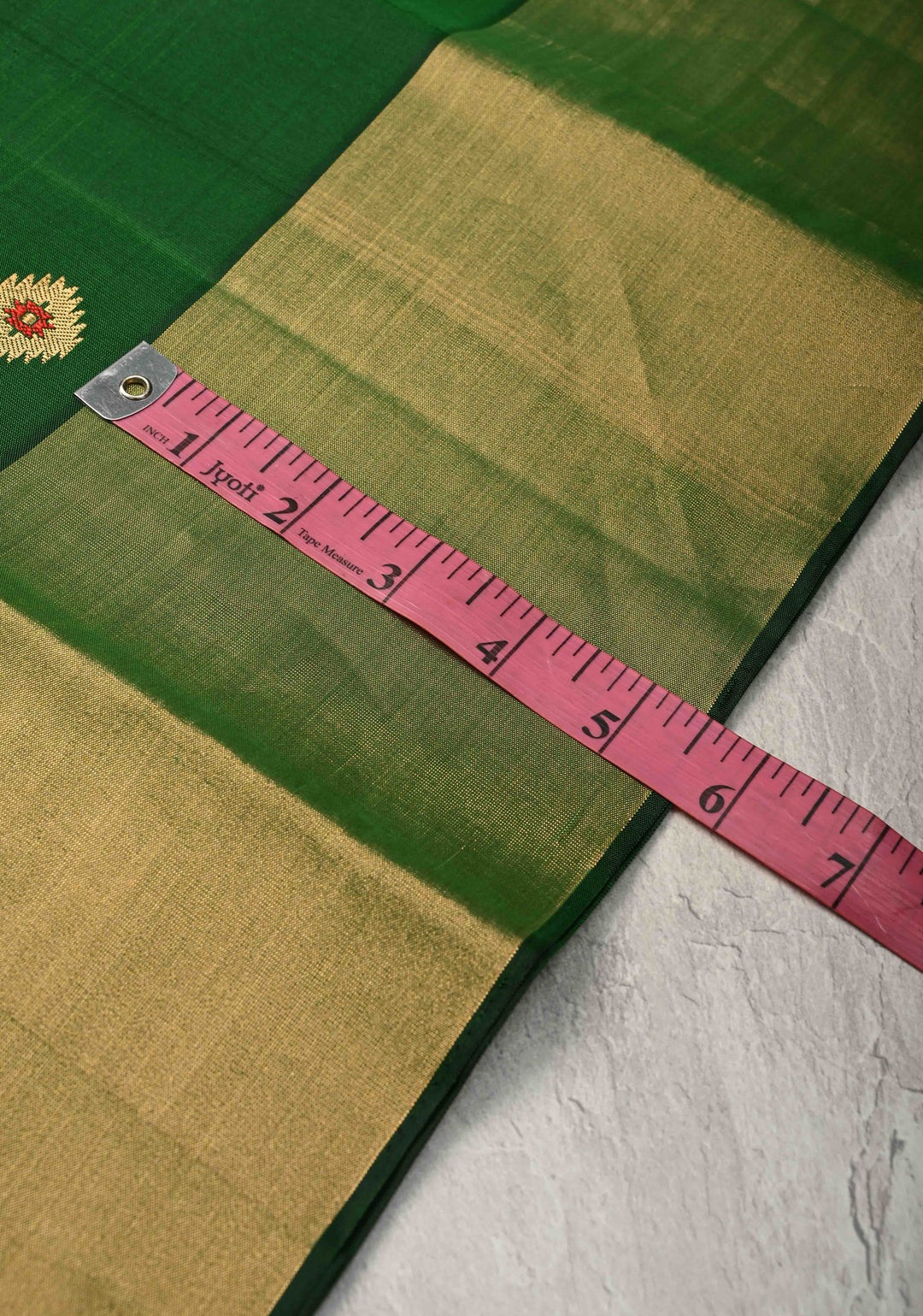 Emerald Green Kanjivaram Soft Silk Saree with Meenakari Buttas and Tissue Border | SILK MARK CERTIFIED