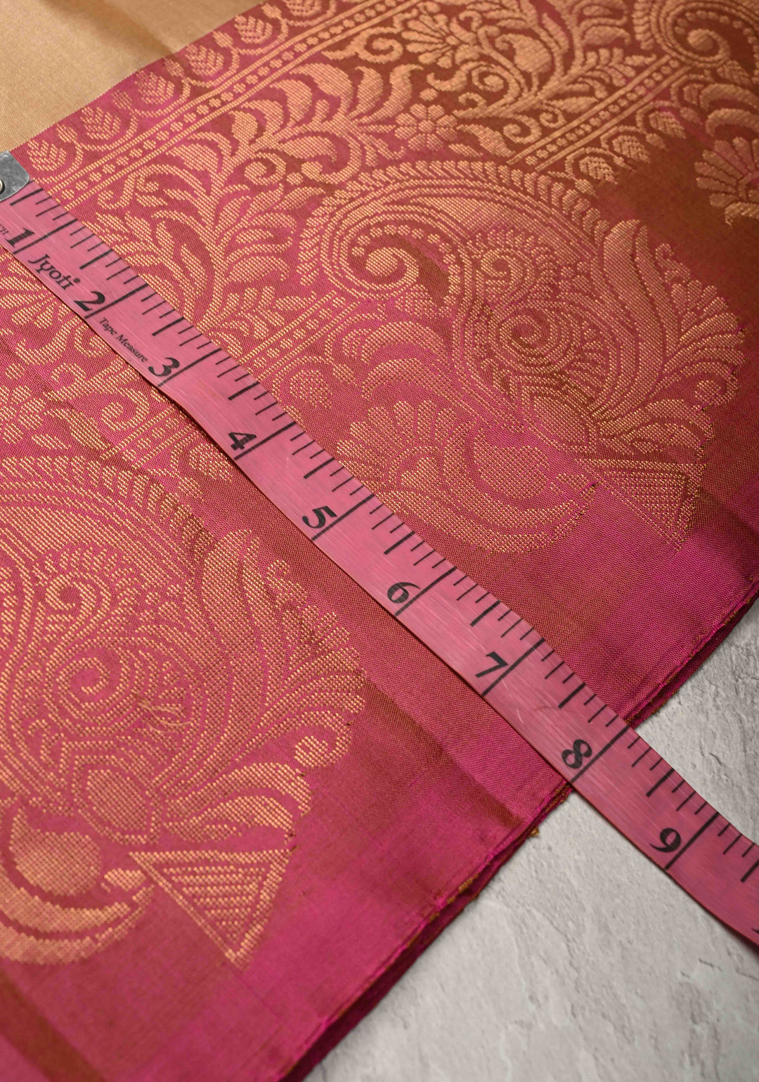 Beige  Kanjivaram Soft Silk Saree with Paisley Buttas and Contrast Zari Border | SILK MARK CERTIFIED