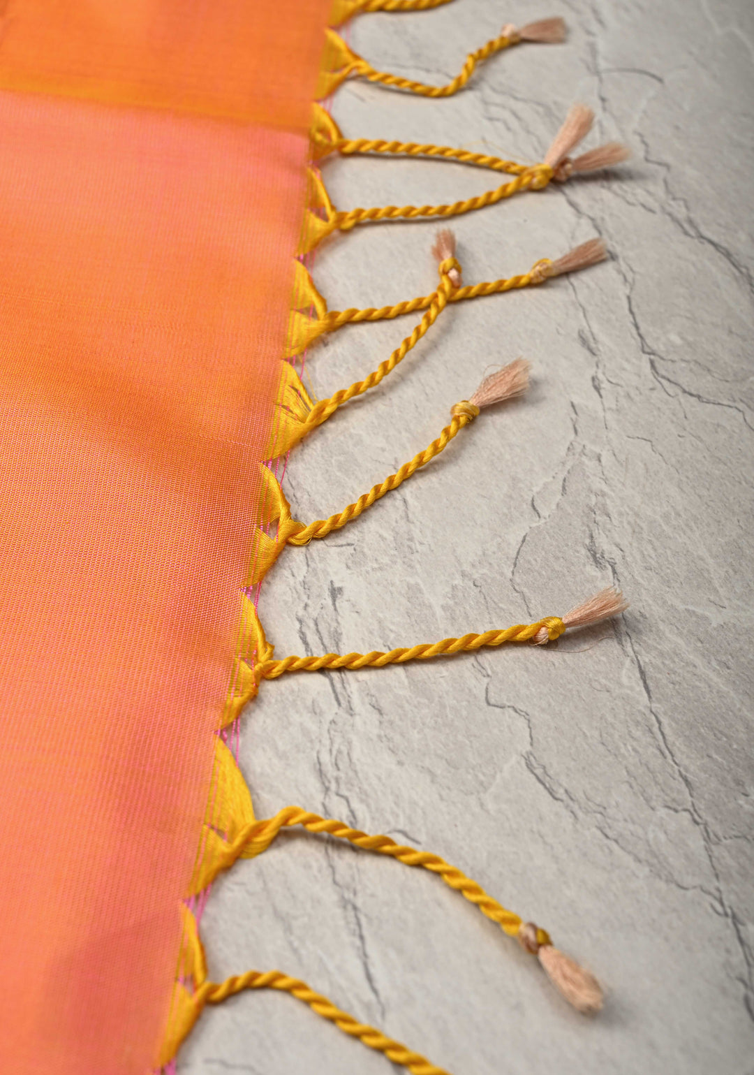 Kesari Dual tone Kanjivaram Soft Silk Saree with Resham Weave Buttas and Border | SILK MARK CERTIFIED