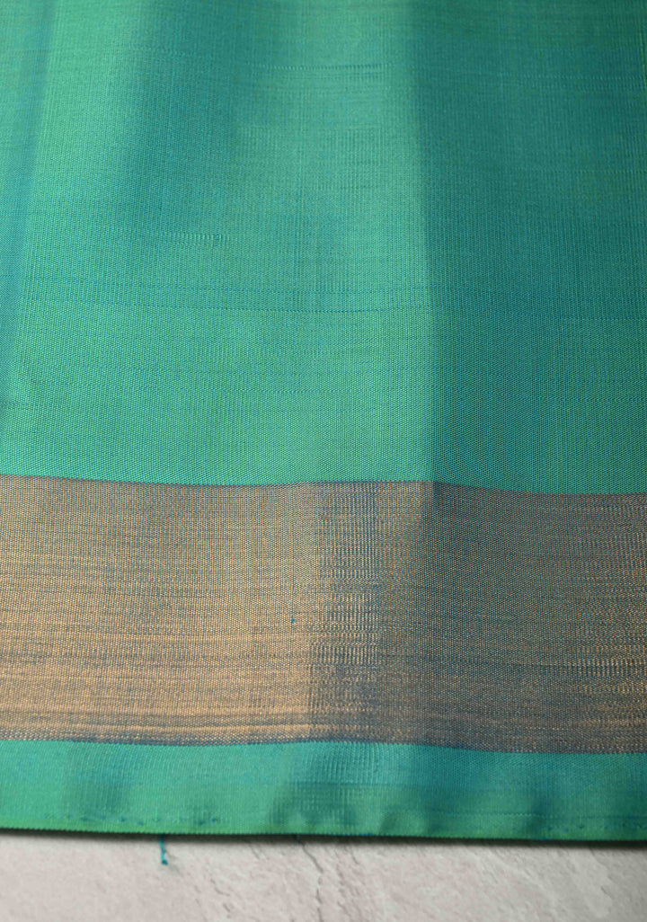Black fusion Ikkat Kanjivaram Soft Silk Saree with Geometric Jaal and Contrast Zari Border | SILK MARK CERTIFIED