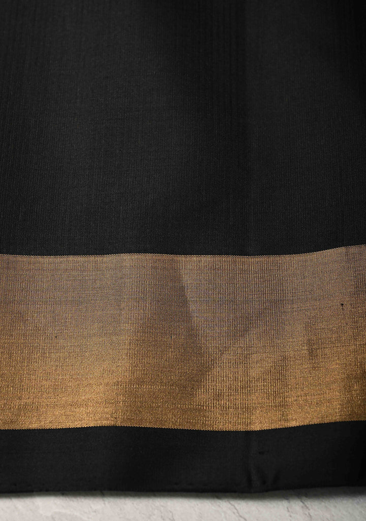 Periwinkle fusion Ikkat Kanjivaram Soft Silk Saree with Geometric and Contrast Zari Border | SILK MARK CERTIFIED