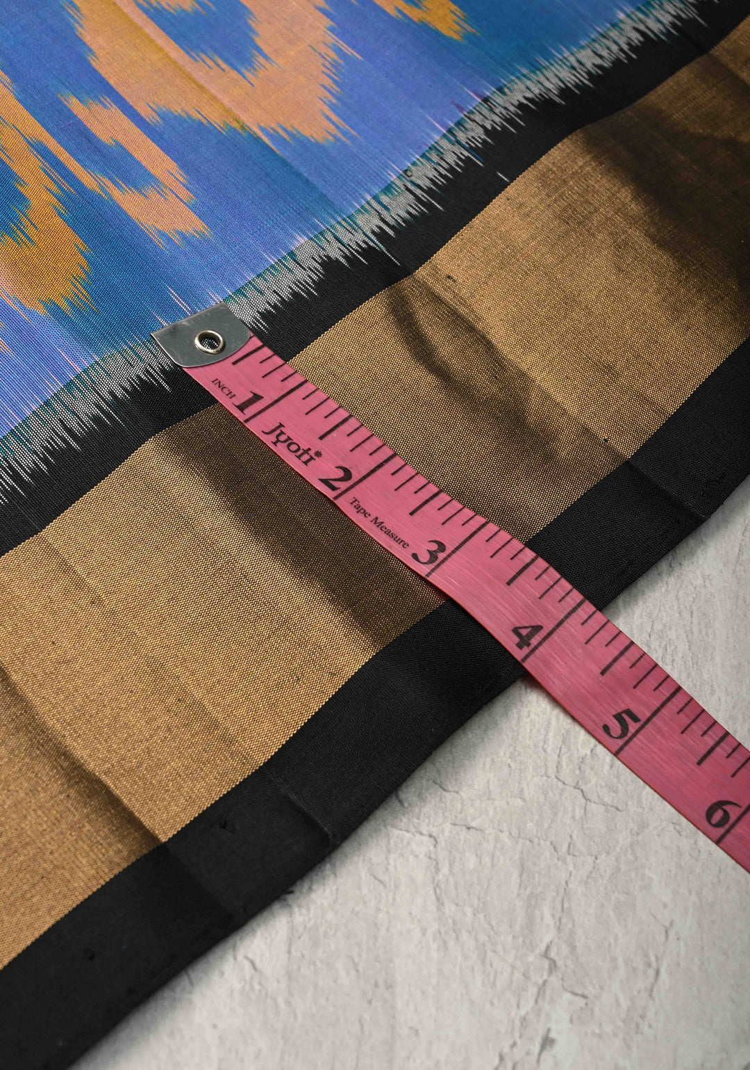 Periwinkle fusion Ikkat Kanjivaram Soft Silk Saree with Geometric and Contrast Zari Border | SILK MARK CERTIFIED