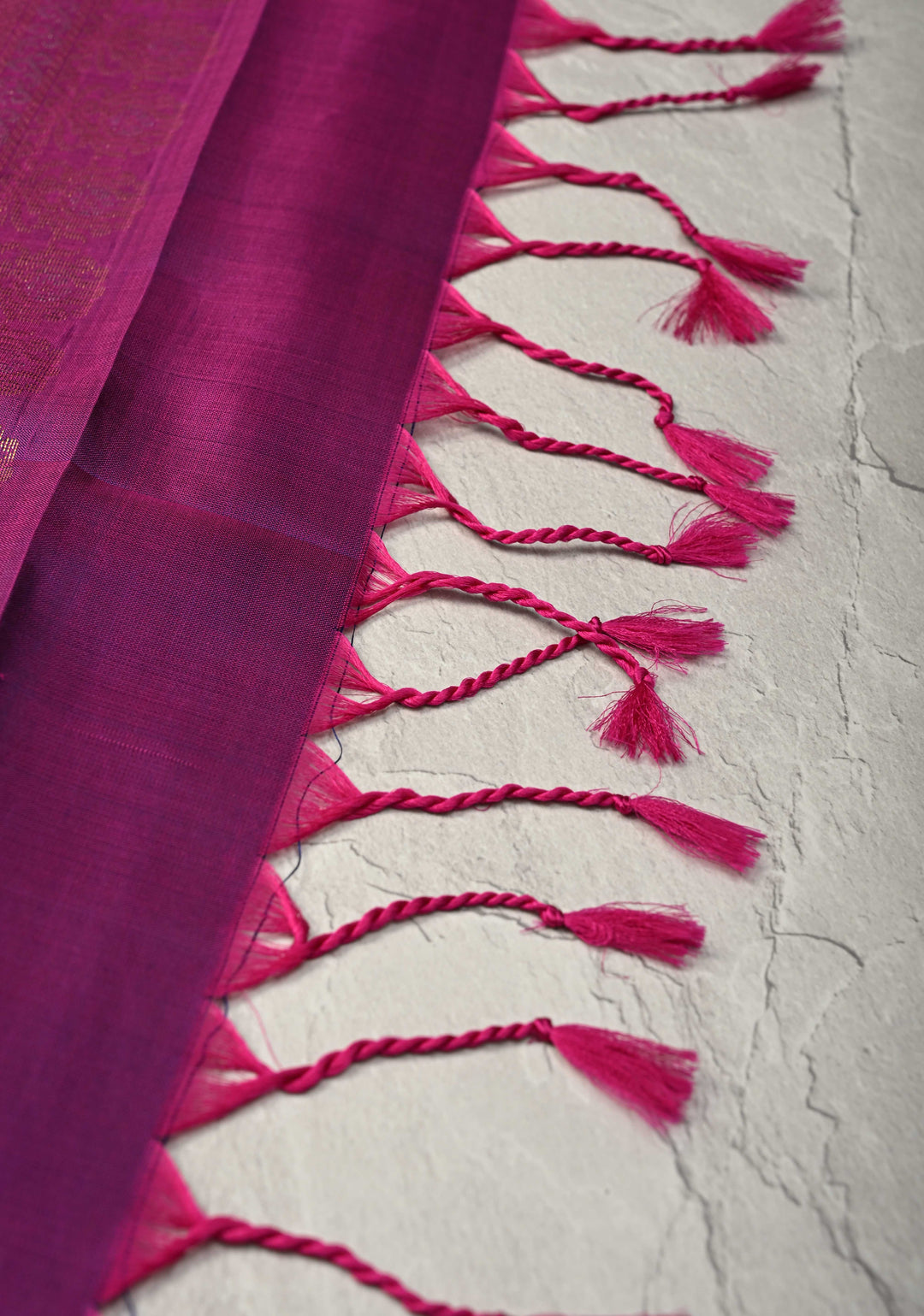 Dusty Blue Kanjivaram Soft Silk Saree with Zari Buttas and Machine Embroidery on Contrast Border | SILK MARK CERTIFIED