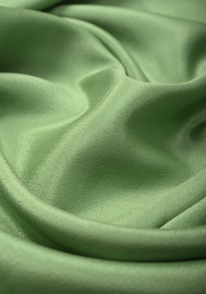 Dark Sage Green Mysore Silk saree with Paisley style machine embroidery and Zari Border | SILK MARK CERTIFIED