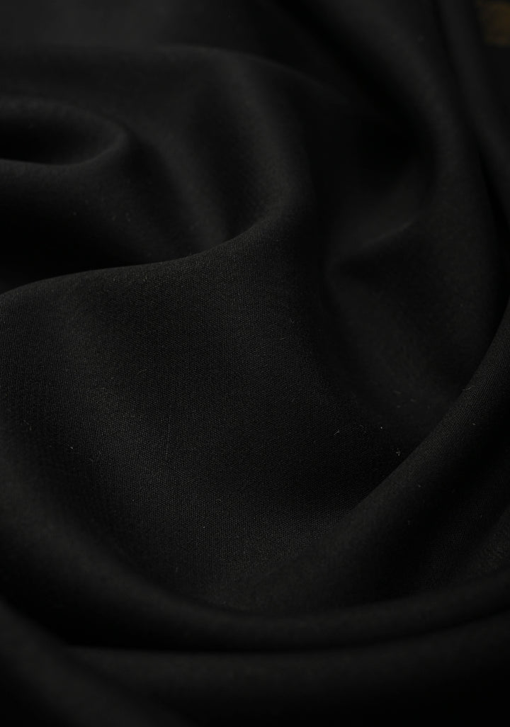 Black Pure Mysore Crepe Silk Saree with Zari Border | SILK MARK CERTIFIED
