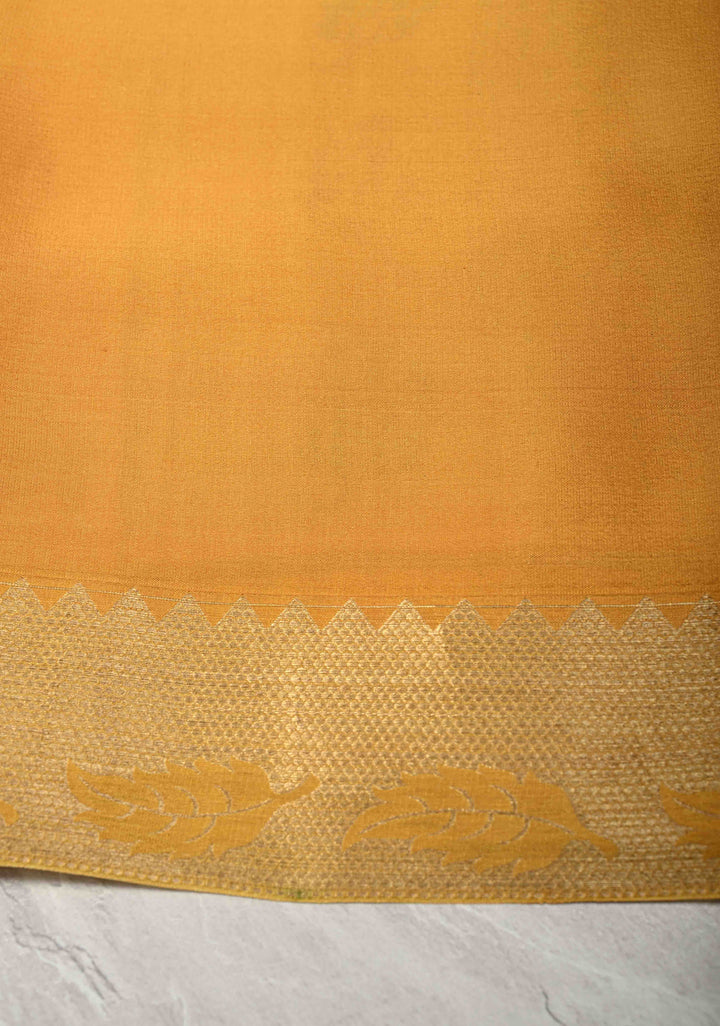 Pastel Hued Brush Dye on Mysore Crepe Silk Saree with Zari Brocade Jaal and Zari Borders   | SILK MARK CERTIFIED