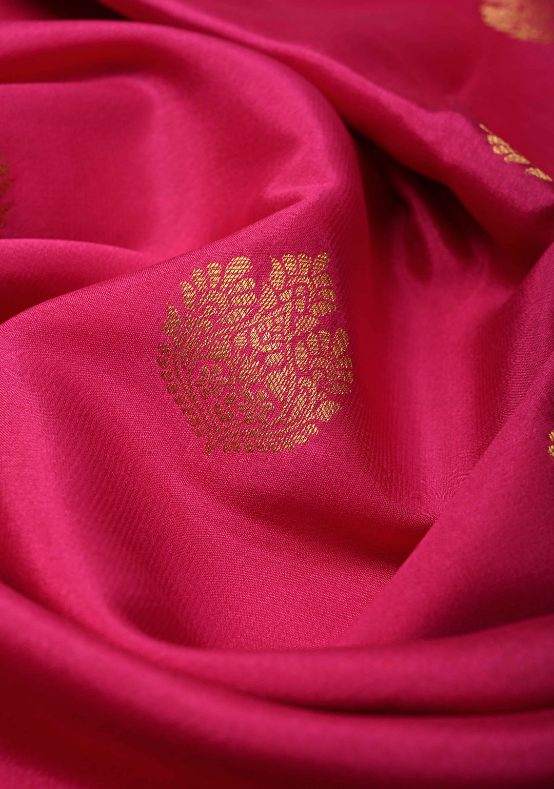 Bright Pink  Pure Mysore Silk Saree with Zari buttas and Zari Border | SILK MARK CERTIFIED