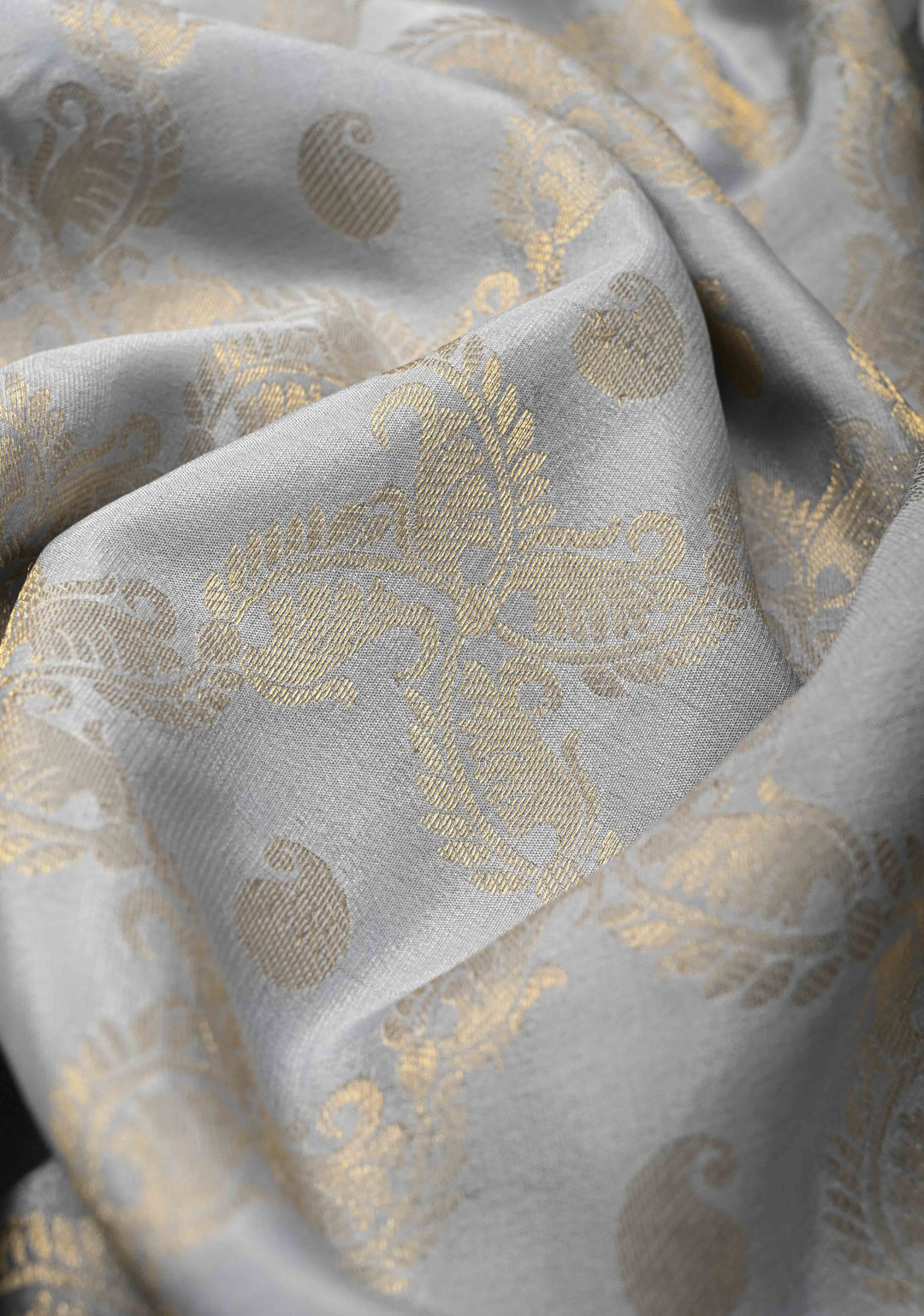 Pastel Blue Mysore Crepe Silk Saree with Floral Jaal and Multicolor Zari Border   | SILK MARK CERTIFIED