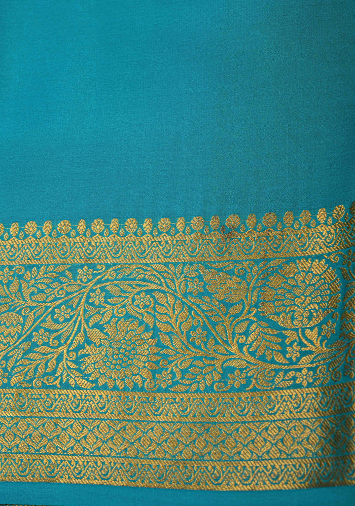 Dark Purple Pure Mysore Silk Saree with Zari Buttas and Contrast Zari Border | SILK MARK CERTIFIED