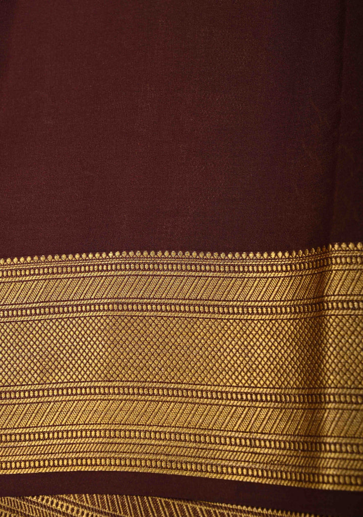 Brick Red Pure Mysore Silk Saree with Chunri Buttis and Zari Border | SILK MARK CERTIFIED